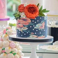 Semi open peony wedding cake 