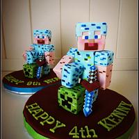 Minecraft Steve in Diamond Armour cake toppers - cake by - CakesDecor