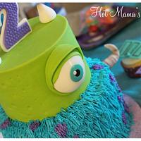 Monsters Inc cake and cupcakes
