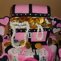 Pirate Chest GIRLS Cake with 3D Chest, Chocolate Coins