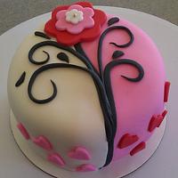 Valentines Day Cake with Flower