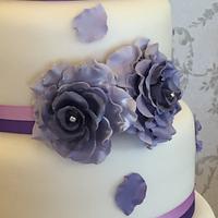 Purple wedding cake for Mark & Helen