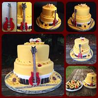 Guitar cake and cupcakes