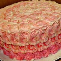 pink rosette buttercream cake