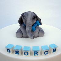Baby elephant christening cake