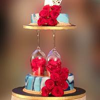 Blue Wedding cake with roses