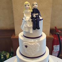 purple hearts wedding cake