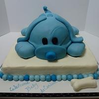 Blue Puppy Dog for a Baby Shower