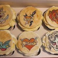 hand painted tattoo cupcakes 