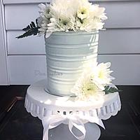 Buttercream Tin with Fresh Flowers 