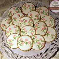 Roses cookies painted
