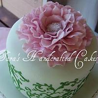 Pink and Green wedding cake