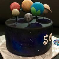 Galaxy themed birthday cake