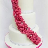 Pink Ruffle Wedding cake
