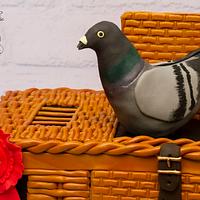 Pigeon racing basketweave cake