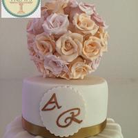 Summer flowers wedding cake