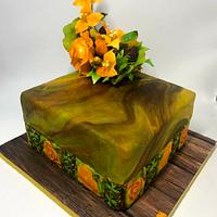 chestnut birthday cake - adaptation of polymer clay caning to fondant/sugar clay