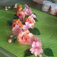 Gum-paste Roses and Cherry Blossoms