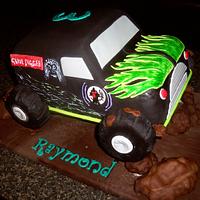 Grave Digger monster truck cake