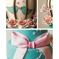 pink & teal wedding cake