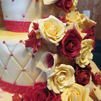 Chamapgne Red Gold Wedding Cake