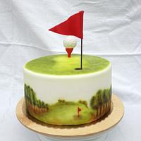 Airbrushed golf lover cake 
