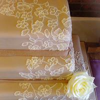 Brushed lace wedding cake