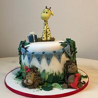 Jungle 1st birthday cake
