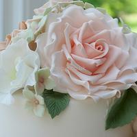 Floral cascade wedding cake