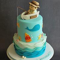 Fishing Boat 1st Birthday Cake