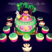 Dora the Explorer Cake and Cupcakes