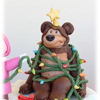 Masha and the bear Christmas time cake