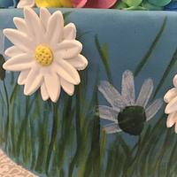 Chalkboard, Petals and Field of Daisies Cake 