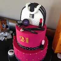 Coco Chanel + M.A.C Makeup inspired 21st cake