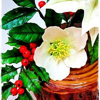 Christmas cake with Poinsettia