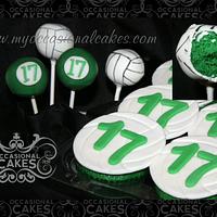 Volleyball themed pops and cupcakes
