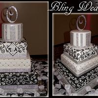 B/W Bling Wedding Cake