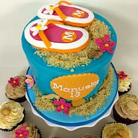 Beach cake & assorted cupcakes