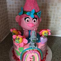 Cake poppy trolls rainbow