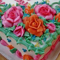 Buttercream rose sheet cake