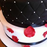 Black & White Wedding Cake with Sugar Roses