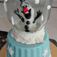 Olaf's snow globe cake