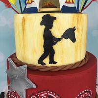 Cowboy and Indian teepee 1st birthday cake 