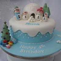 Cute Snowmen and Igloo Cake