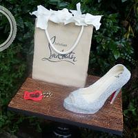 Louboutin Gift Bag & Shoe Cake