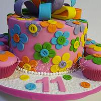 Floral button cake