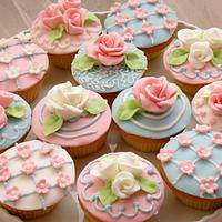 Pink and baby blue cupcakes