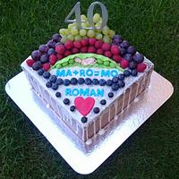 Birthday cake with fruits