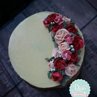 White meringue cake flower cream