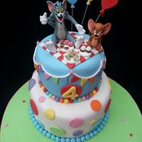 Tom and Jerry themed birthday cake